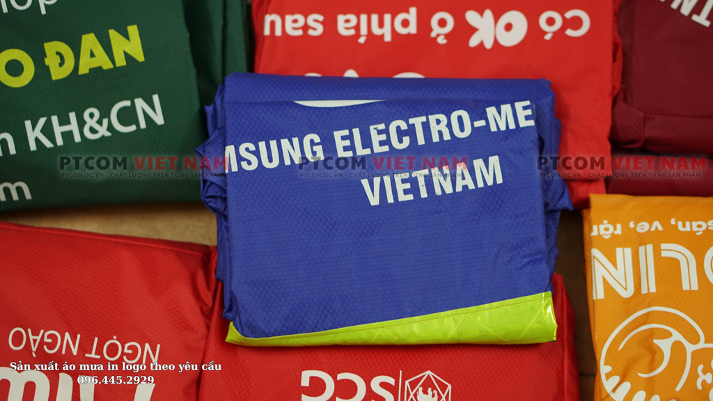 Sản xuất áo mưa in logo Sam Sung

